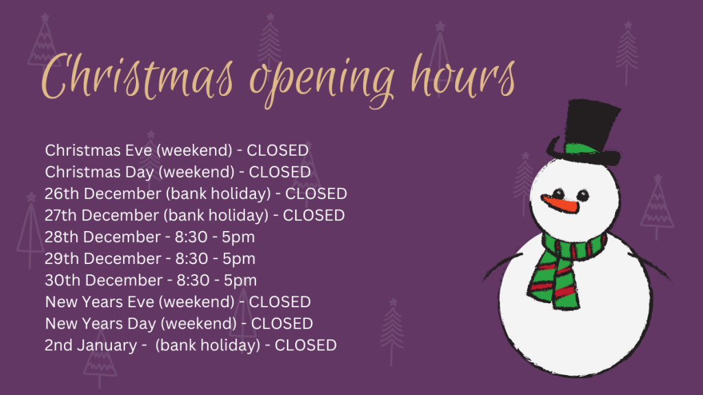 Christmas opening hours